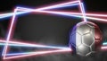 Soccer ball in flag colors on abstract neon background. France Royalty Free Stock Photo