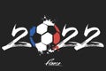 2022 and soccer ball in flag colors of France Royalty Free Stock Photo