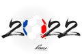 2022 and soccer ball in flag colors of France Royalty Free Stock Photo
