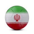 Soccer ball with flag of Iran isolated with clipping path on white background, 3d rendering Royalty Free Stock Photo