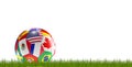 Soccer ball flags 3d-illustration Royalty Free Stock Photo