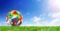 Soccer Ball Flags On Grass Royalty Free Stock Photo