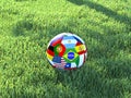 Soccer ball flags grass Royalty Free Stock Photo