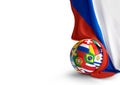 Soccer ball flags Russia flag 3d rendering