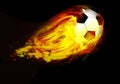 Soccer ball through flames Royalty Free Stock Photo