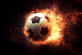 Soccer ball flames game. Generate Ai Royalty Free Stock Photo