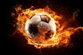 Soccer ball flames. Generate Ai Royalty Free Stock Photo