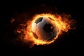 Soccer ball flames win. Generate Ai Royalty Free Stock Photo