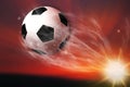 Soccer ball flying Royalty Free Stock Photo