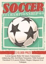 soccer ball flying above the ball field. football tournament poster template vector illustration. Royalty Free Stock Photo