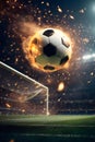 soccer ball is flying into the goal