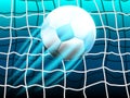 Soccer ball flying into the goal. Royalty Free Stock Photo