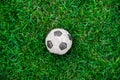 Soccer ball or football ball on green field Royalty Free Stock Photo