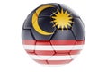 Soccer ball or football ball with Malaysian flag, 3D rendering