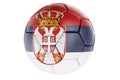 Soccer ball or football ball with Serbian flag, 3D rendering