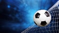 Soccer Ball on Football Net. Generative AI