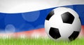 soccer ball in front of russian flag