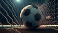 soccer ball in goal, digital art illustration, Generative AI Royalty Free Stock Photo