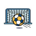 Soccer ball and goal icon. Soccer sport hobby competition and game theme.