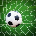 Soccer ball in goal net