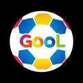 Soccer ball with gool word in gradient for sport expression concept Royalty Free Stock Photo