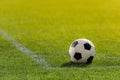 Soccer ball on grass in corner kick position Royalty Free Stock Photo