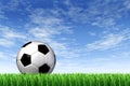 Soccer Ball and grass Field background Royalty Free Stock Photo