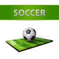 Soccer ball and grass field emblem Royalty Free Stock Photo