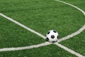 Soccer ball green grass field Royalty Free Stock Photo