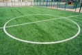soccer ball green grass field, soccer line Royalty Free Stock Photo