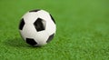 Soccer ball on green grass playground Royalty Free Stock Photo