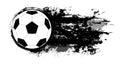 Soccer ball with grunge scuffs, ink stains and space for text. The object is separate from the background