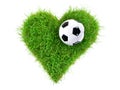 Soccer Ball on Heart Shape Grass isolated on white Background Royalty Free Stock Photo