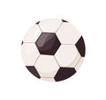 Soccer ball icon. European football equipment. Hexagon soccerball. Sports circle object for field game. Realistic flat