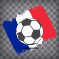 soccer ball icon on French flag background from brush strokes in Royalty Free Stock Photo