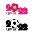 2022 with Soccer ball icon. Flat illustration in on white background