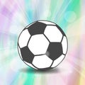 soccer ball icon with shadow and flash rays on wonderful hologra