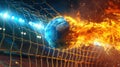 The fiery soccer ball.AI generated image Royalty Free Stock Photo