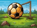 Soccer ball illustration. The concept of football, flat art style colorful poster.