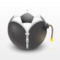Soccer ball inside a burning bomb vector Royalty Free Stock Photo