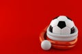 Soccer ball inside santa hat