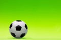 Soccer ball isolated against a plain green background.