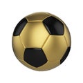 Soccer ball isolated on white background. Black and gold football ball.