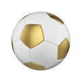 Soccer ball isolated on white background. White and gold football ball.