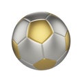 Soccer ball isolated on white background. Gold and silver football ball. Royalty Free Stock Photo