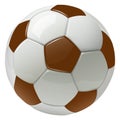 Soccer ball isolated, white brown 3D sphere icon