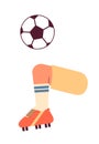 Soccer ball juggle semi flat colorful vector first view leg