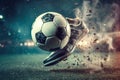 Soccer ball kick. Generate Ai Royalty Free Stock Photo