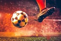 Soccer ball kick player. Generate Ai Royalty Free Stock Photo