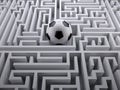 Soccer ball in the labyrinth maze Royalty Free Stock Photo